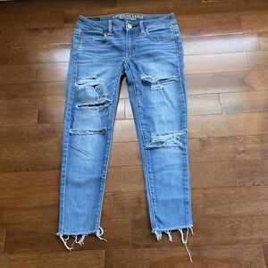 American Eagle Outfitters Ripped Light Blue Jeggings